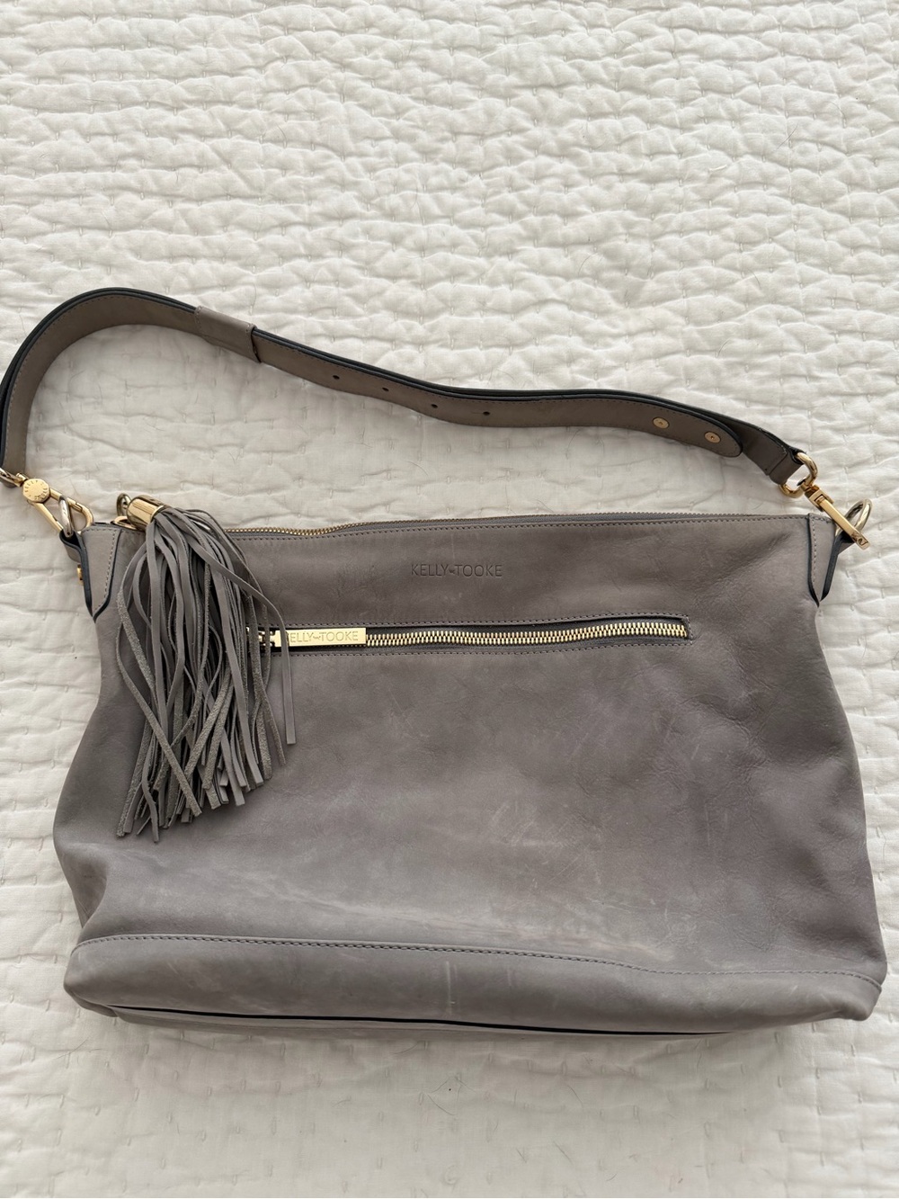 Kelly Tooke Gray suede Leather Shoulder Bag